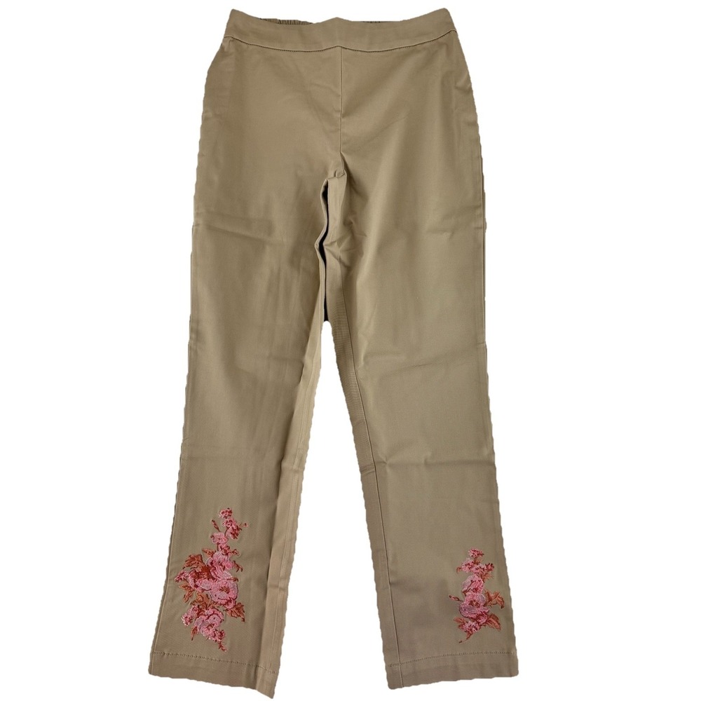 Isaac‎ Mizrahi Live! Stetch Twill Straight Leg Pants Size 4 Regular Embroidered